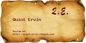 Quint Ervin névjegykártya